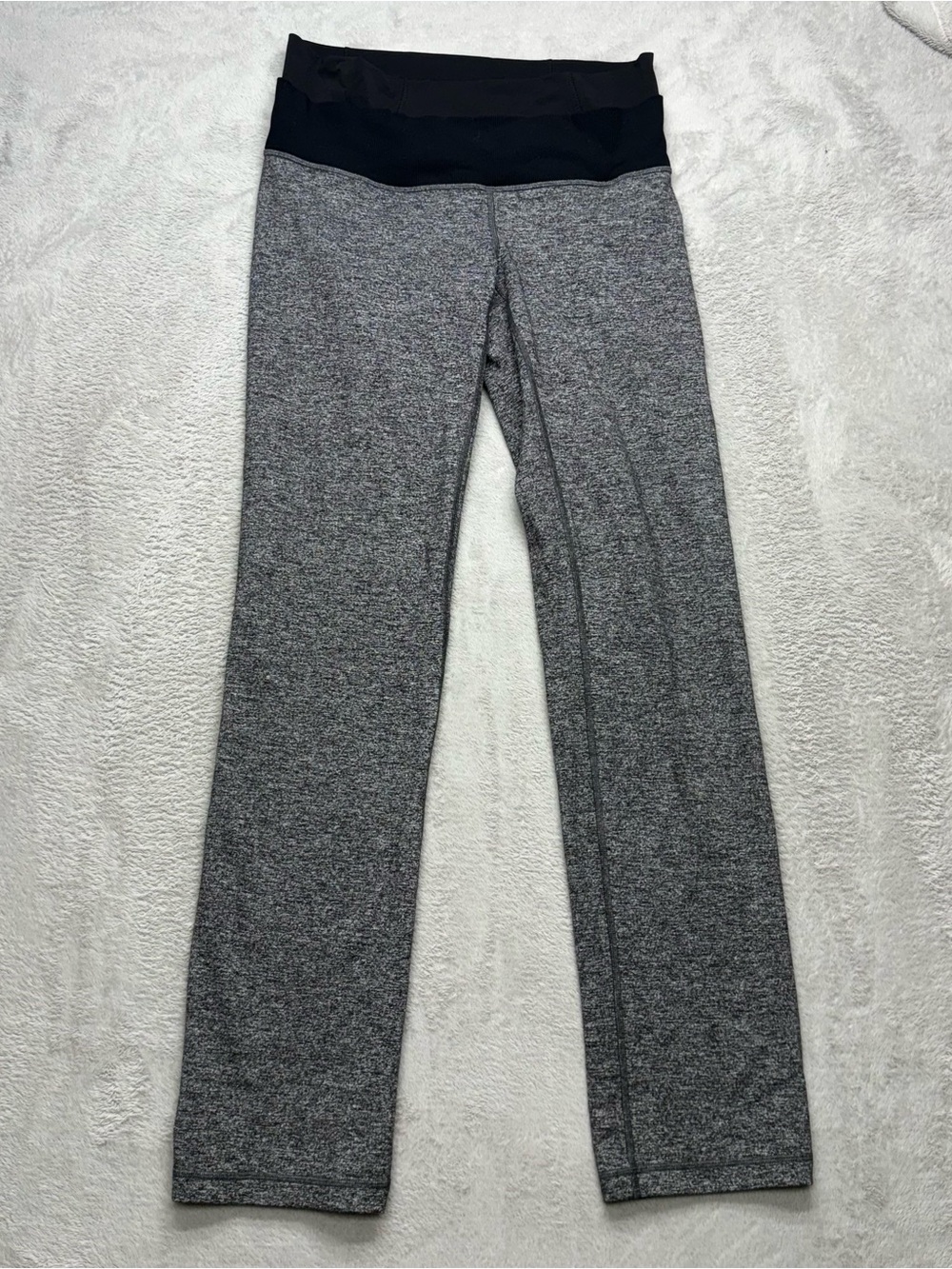 Lululemon High-Waist Grey Marled Leggings with Black Waistband